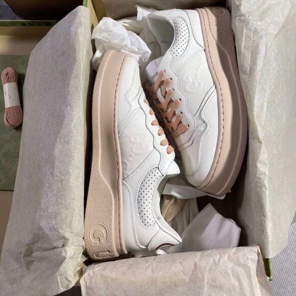 NIB GUCCI Gucci GG Embossed Leather Sneakers - Picture 3 of 6